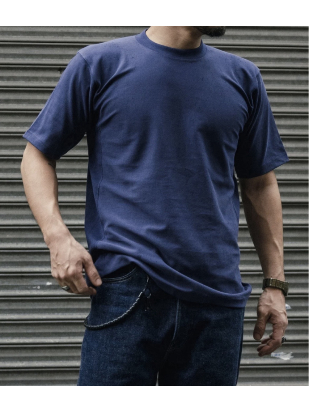 Bronson Mfg USA SHIP 10.6 oz Reverse Weave T-Shirt - Navy XL